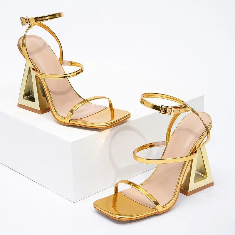 Mirror Shine Gold Statement Heels