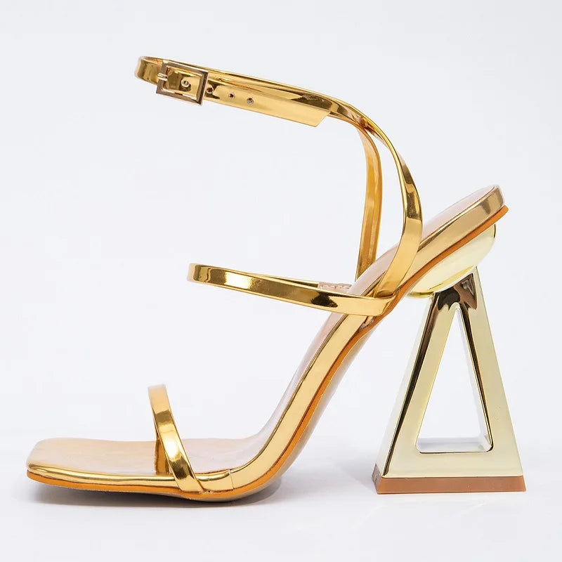 Mirror Shine Gold Statement Heels