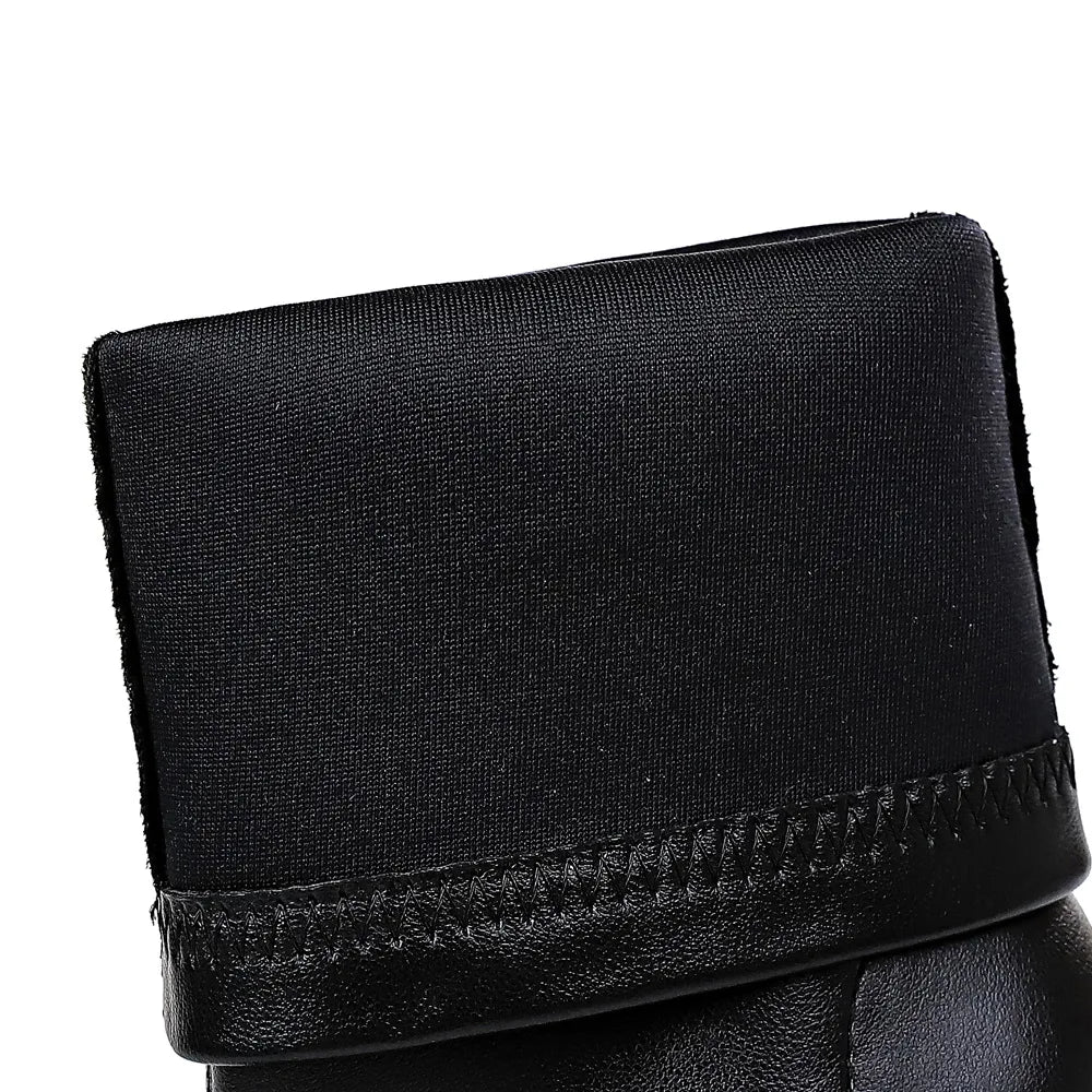 Sleek Noir Pointed-Toe Heeled Boots